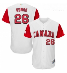 Mens Canada Baseball Majestic 26 Jamie Romak White 2017 World Baseball Classic Authentic Team Jersey