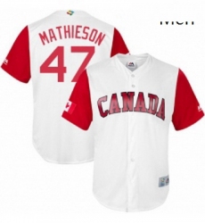 Mens Canada Baseball Majestic 47 Scott Mathieson White 2017 World Baseball Classic Replica Team Jersey