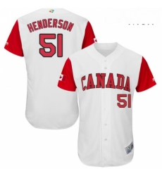 Mens Canada Baseball Majestic 51 Jim Henderson White 2017 World Baseball Classic Authentic Team Jersey