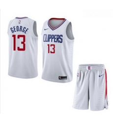 Clippers 13 Paul George White City Edition Nike Swingman Jersey 28With Shorts