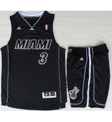 Miami Heat 3 Dwyane Wade Black With White Shadow Revolution 30 Jerseys Shorts NBA Suits