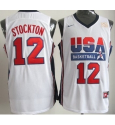 1992 Olympics Team USA 12 John Stockton White Swingman Jersey 