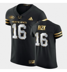 Men Miami Hurricanes Ryan Rizk Golden Edition Black Authentic Jersey