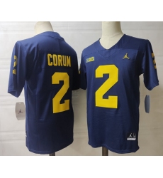 Men Michigan Wolverines Blake Corum #2 Navy High School Stitched Game Jersey