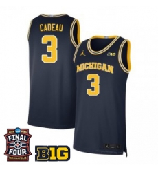 Men Michigan Wolverines Elliot Cadeau #3 Jordan Stitched Blue Final FOUR Patch Jersey
