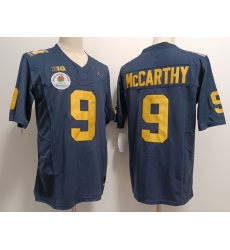 Men Michigan Wolverines J.J. Mccarthy Maize #9 College Football Navy Rose Bowl Patch Jersey
