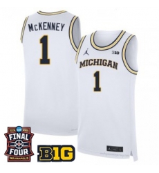 Men Michigan Wolverines Trey Mckenney #1 Jordan Stitched White Final FOUR Patch Jersey