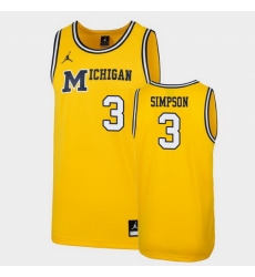 Michigan Wolverines Zavier Simpson Maize Replica Men'S Jersey