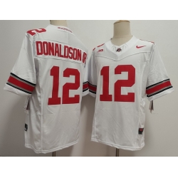 Men Ohio State Buckeyes #12 CJ Donaldson JR White Stitched NCAA Jersey