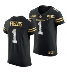 Ohio State Buckeyes Justin Fields Black 2021 College Football Playoff Championship Golden Authentic Jersey