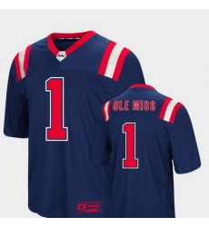 Men Ole Miss Rebels 1 Navy Foos Ball Football Colosseum Jersey