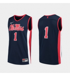 Men Ole Miss Rebels Navy Replica College Basketball Jersey