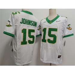 Men Oregon Ducks 15 Tez Johnson White 2024 F U S E  Stitched Jersey