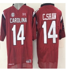 South Carolina Fighting Gamecocks #14 Connor Shaw Red SEC Patch Stitched NCAA Jersey