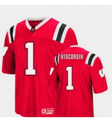 Men Wisconsin Badgers 1 Red Foos Ball Football Colosseum Jersey