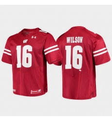 Men Wisconsin Badgers Russell Wilson 16 Red Alumni Football Game Replica Jersey