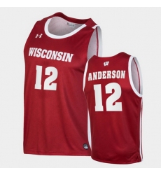 Men Wisconsin Badgers Trevor Anderson Replica Red College Basketball Jersey