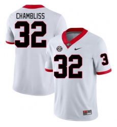 Men #32 Chaz Chambliss Georgia Bulldogs College Football Jerseys Stitched-White