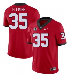 Men #35 Jacob Fleming Georgia Bulldogs College Football Jerseys Stitched-Red
