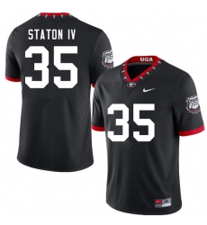 Men #35 John Staton IV Georgia Bulldogs 100th Anniversary College Football Jerseys Sale-100th Black