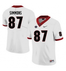 Men #87 Tyler Simmons Georgia Bulldogs College Football Jerseys-White