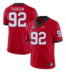 Men #92 Brett Thorson Georgia Bulldogs College Football Jerseys Stitched-Red