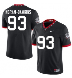 Men #93 Tyrion Ingram-Dawkins Georgia Bulldogs 100th Anniversary College Football Jerseys Sale-100th