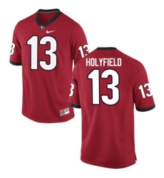 Men Georgia Bulldogs #13 Elijah Holyfield College Football Jerseys-Red