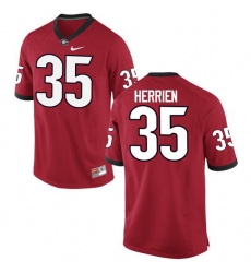 Men Georgia Bulldogs #35 Brian Herrien College Football Jerseys-Red