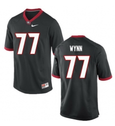 Men Georgia Bulldogs #77 Isaiah Wynn College Football Jerseys-Black