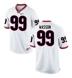 Men Georgia Bulldogs #99 Mitchell Wasson College Football Jerseys-White