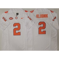 Men Clemson Tigers White #2 Cade Klubnik Stitched F U S E NCAA Jersey