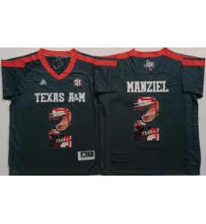 Texas A 26M Aggies 2 Johnny Manziel Black Portrait Number College Jersey