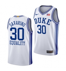 Duke Blue Devils Michael Savarino White Equality Men Jersey