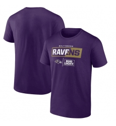 Men Baltimore Ravens Purple X Bud Light T Shirt