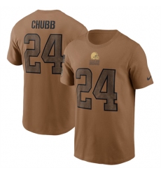 Men Cleveland Browns 24 Nick Chubb 2023 Brown Salute To Service Name  26 Number T Shirt