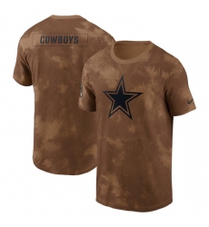 Men Dallas Cowboys 2023 Brown Salute To Service Sideline T Shirt