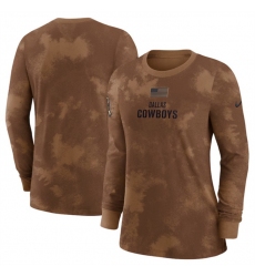 Women Dallas Cowboys Brown 2023 Salute To Service Long Sleeve T Shirt