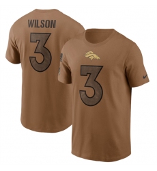 Men Denver Broncos 3 Russell Wilson 2023 Brown Salute To Service Name  26 Number T Shirt