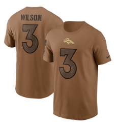 Men Denver Broncos 3 Russell Wilson 2023 Brown Salute To Service Name Number T Shirt
