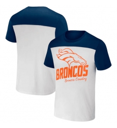 Men Denver Broncos Cream Navy X Darius Rucker Collection Colorblocked T Shirt