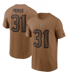 Men Houston Texans 31 Dameon Pierce 2023 Brown Salute To Service Name Number T Shirt