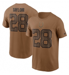 Men Indianapolis Colts 28 Jonathan Taylor 2023 Brown Salute To Service Name  26 Number T Shirt
