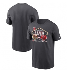 Men Anthracite Kansas City Chiefs Vs  San Francisco 49ers Super Bowl LVIII Matchup T Shirt