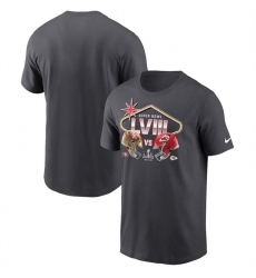 Men Anthracite Kansas City Chiefs Vs  San Francisco 49ers Super Bowl LVIII Matchup T Shirts