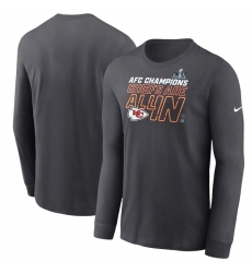 Men Kansas City Chiefs Anthracite 2023 AFC Champions Locker Room Trophy Collection Long Sleeve T Shirt