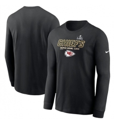Men Kansas City Chiefs Black Super Bowl LVIII Iconic Long Sleeve T Shirt