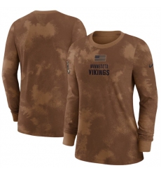 Women Minnesota Vikings Brown 2023 Salute To Service Long Sleeve T Shirt