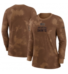 Women New Orleans Saints Brown 2023 Salute To Service Long Sleeve T Shirt