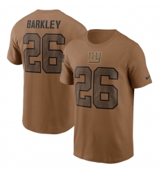 Men New York Giants 26 Saquon Barkley 2023 Brown Salute To Service Name  26 Number T Shirt